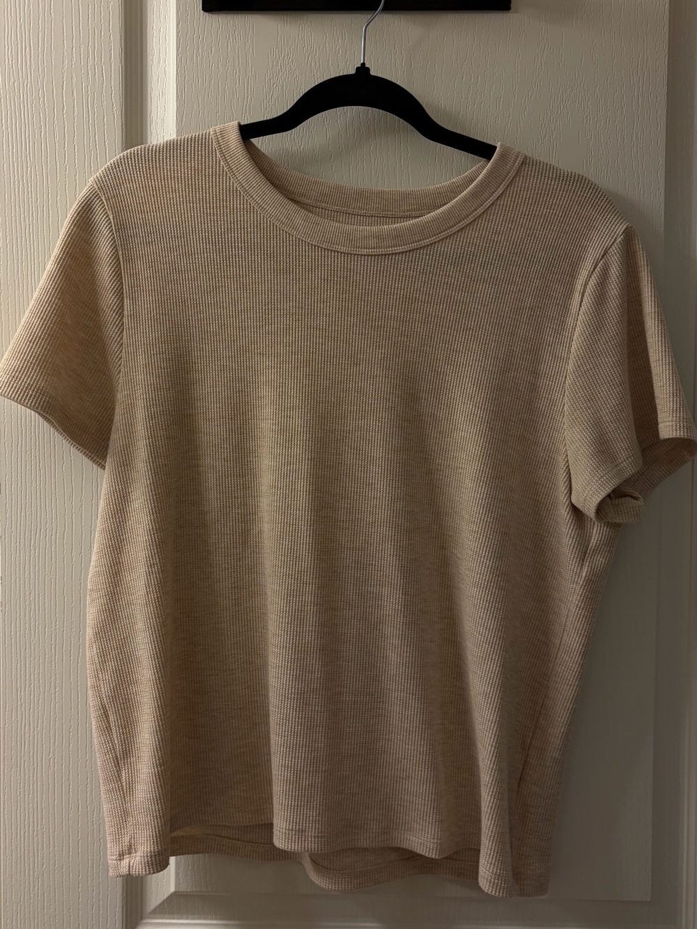 AE Waffle Hey Baby Tee - Oatmeal Heather / Tan, Size XXL